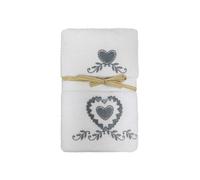 Set Asciugamano Copiola Salvietta Bagno In Spugna 100% Cotone Cornice Cuori