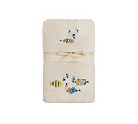 Set Asciugamano Copiola Salvietta Bagno In Spugna 100% Cotone Pesciolini Colorat