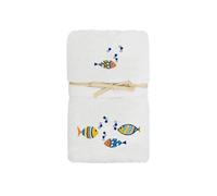 Set Asciugamano Copiola Salvietta Bagno In Spugna 100% Cotone Pesciolini Colorat