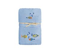 Set Asciugamano Copiola Salvietta Bagno In Spugna 100% Cotone Pesciolini Colorat