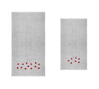 Set Asciugamano Copiola Salvietta Bagno Spugna 100% Cotone Cuoricini Rossi