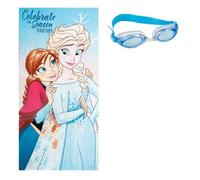 Set asciugamano e occhiali da nuoto Frozen per bambini e ragazze, set piscina per bambini, asciugamano assorbente + occhiali da nuoto versatili, confezione estiva, ideale per spiaggia e piscina