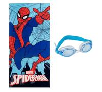 Set asciugamano e occhialini da nuoto di Spiderman per bambini e bambine - Set piscina per bambini con asciugamano assorbente + occhialini da nuoto versatili, confezione estiva