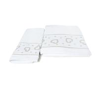 Set Asciugamano E Salvietta Bagno Tinta Unita Modello Amore Colore Bianco