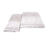 Set Asciugamano E Salvietta Bagno Tinta Unita Modello Pois Colore Tortora