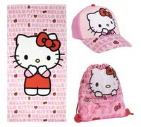 Set asciugamano Hello Kitty - Asciugamano per bambini, sacco a pelo e set berretto per ragazzi e ragazze - Ideale per spiaggia, piscina o campeggio con design divertente e funzionale - Asciugamano med
