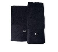 Set asciugamano in spugna viso più ospite 1+1 Diagonal di Liu Jo con logo (NERO)