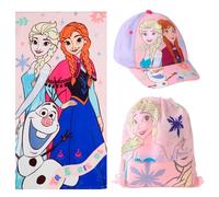 Set asciugamano sacco e cappello per bambini Frozen mare piscina - pacchetto asciugamano sacco e cappello bambini