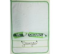 Set asilo 2 pezzi con NOME bavaglino salviettina Made in Italy in 4 COLORI