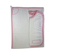 SET ASILO 2 PEZZI (SALVIETT BAVAGLIA) A QUADRETTI CON TARGHETTA X NOME