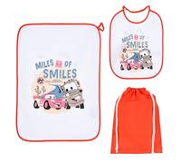 Set asilo 3 pezzi, bavaglino e tovaglietta con retro plastificato, sacca, completo per il pranzo (Cars)