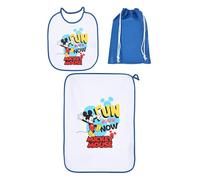 Set asilo 3 pezzi, bavaglino e tovaglietta con retro plastificato, sacca, completo per il pranzo (Topolino (1))