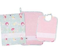 SET ASILO 3 PEZZI CON TELA AIDA (ROSA/VERDEUC)