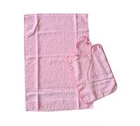 Set Asilo Bavaglia Elastico più Salvietta Bambino Bambina Asilo Scuola Materna Inserto Tela Aida 100% Puro Cotone Prodotto in Italia (Rosa)