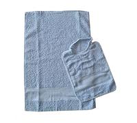 Set Asilo Bavaglia Elastico più Salvietta Bambino Bambina Asilo Scuola Materna Inserto Tela Aida 100% Puro Cotone Prodotto in Italia (Azzurro)