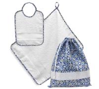 Set Asilo da ricamare a Punto Croce, 3 Pezzi, Sacchetto salvietta e bavaglia, Spugna Bianca con Tela Aida, Set per la Scuola Materna Fantasia Muso Orsetto (05 Rosa) (08 Blu)