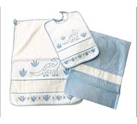 Set asilo Ricamo Aida 3 Pezzi in puro cotone 100% (CELESTE)