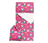 Set Asilo, Sacco nanna e sacchetto per Bimbo e Bimba da 2 a 6 Anni - Tessuto Trapuntato 100% Cotone Unicorni e Arcobaleni Copertina Asilo