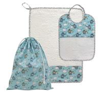 Set asilo scuola materna 3 pezzi: bavaglino, salvietta, sacchetto. Completo per asilo in spugna, Coordinato per scuola materna