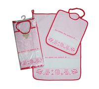 Set ASILO SCUOLA MATERNA da ricamare AMICI DEL BOSCO 2 pezzi: bavaglino spugna con elastico cm.28x32, asciugamano cm.40x55 con fascia in etamine Cotone 100% Made in Italy (Rosa)