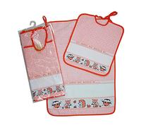 Set ASILO SCUOLA MATERNA da ricamare AMICI DEL BOSCO 2 pezzi: bavaglino spugna con elastico cm.28x32, asciugamano cm.40x55 con fascia in etamine Cotone 100% Made in Italy (Arancio)