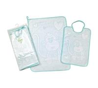 Set ASILO SCUOLA MATERNA RALPH 2 pezzi: bavaglino spugna con elastico cm.26x34 e asciugamano cm.40x50 Completo asilo - Cotone 100% Made in Italy (VERDE ACQUA)