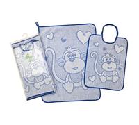Set ASILO SCUOLA MATERNA RALPH 2 pezzi: bavaglino spugna con elastico cm.26x34 e asciugamano cm.40x50 Completo asilo - Cotone 100% Made in Italy (BLU)