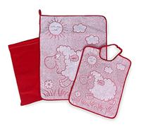 SET ASILO TRIS SACCO e ASCIUGAMANO e bavaglino WOOLY Scuola Materna - Rosso