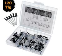 Set assortimento 120 rivetti ciechi a testa piatta alluminio 2,4-3,0-3,2-4,0 mm