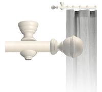 Set asta in legno per tenda con anelli diametro 30 mm, kit asta per tenda installazione a soffitto asta bianca da 1,5 m con terminale ESFERA aste per tende CINTACOR