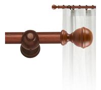 Set asta in legno per tenda con diametro 30 mm, kit asta per tenda installazione a parete Asta Nocciola da 2 m con terminale ESFERA Aste per tende CINTACOR