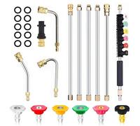 Set Aste Allungabili Idropulitrice, 10 Pezzi Set Lanze in Acciaio Inox con Adattatore Compatibile con Serie Kärcher K, 6 Ugelli + 3 Aste Curve (30°, 90°, 120°), Attacco Rapido 1/4", 4000 PSI