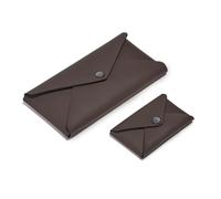 Set Astuccio Portapenne + Porta Biglietti da Visita in Cuoio Marrone Scuro
