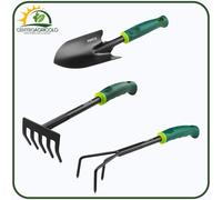 SET ATREZZI DA GIARDINO VERTO - TRAPIANTATORE, RASTRELLO, MINIFORCA - IN ACCIAIO