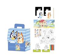 Set attività colorabile Bluey con sacca e pennarelli | Include fogli da colorare, adesivi, poster della casa di Bluey, pennarelli e matita. Set creativo ufficiale di Bluey