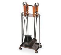 Homegarden Set camino in ferro battuto mod. cortina 4 attrezzi con supporto riscaldamento - 21857