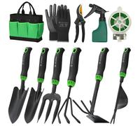Set Attrezzi da Giardinaggio 11 Pezzi in Acciaio Inossidabile Antiruggine Kit