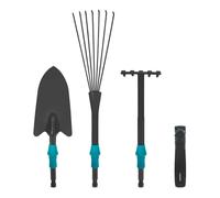 Set attrezzi da giardinaggio 3-1, sistema V-Fix| rastrello per foglie, pala e rastrello a mano