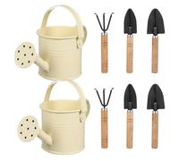 Set Attrezzi da Giardinaggio con Annaffiatoio Metallico per Piante | Piccolo Giardino e Balcone, Distribuzione Uniforme Dell’acqua, Controllo Preciso, Include Pala e Rastrello Mini