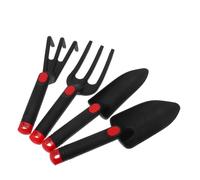 Set Attrezzi da Giardino Mini per Giardinaggio, Manici Ergonomici | PE Nero, Forca Rastrello e Due Vanghe, per Terriccio e Cassette da Fiori in Casa O'aperto