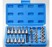 Set attrezzi da meccanico 34 Pz Torx Bit Socket E E-Torx Star Socket Set 1/4 "3/8" 1/2 "Drive Maschio Femmina E-torx Bit Strumento Portatile Con Custodia