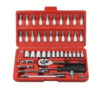 Set attrezzi da officina Set Chiavi A Cricchetto Presa Metrica Punta Metrica E Barra Prolunga 46 Pezzi 1/4 Strumento A Cricchetto E Custodia Kit Attrezzi La Casa Con Utensili Manuali