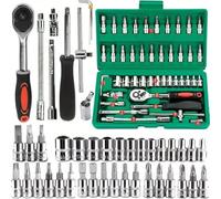 Set attrezzi da officina Set Da 46 Pezzi Set Chiavi A Cricchetto Da 1/4 Pollici Con Prese Chiavi A Bussola Esagonali Metriche Kit Utensili Meccanici La Casa Di Riparazione Auto