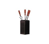 SET ATTREZZI PER CAMINETTO MODELLO ORTE art. 669A PEZZI 5 IN FERRO MANICI LEGNO