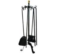 SET ATTREZZI PER CAMINO 4 PZ IN FERRO BATTUTO NERO cm..22x58h FERR 245876