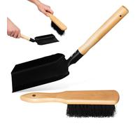 Set Attrezzi Stufa Paletta Piccola e Spazzola in Legno | Impugnature Antiscivolo, Bordo Affilato per Raccolta Precisa, Adatto a Stufa e Vasi, Leggero e Delicato