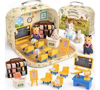 Set Aula Scolastica Con Valigetta, Scuola Miniatura Con Personaggi