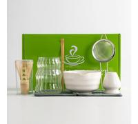 Set autentico di tè matcha giapponese Kit cerimonia da 7 pezzi con frusta ciotola mestolo barattolo per beccuccio e vetro Scatola regalo completa inclusa infusione tradizionale moderna