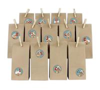 Set Avvento Lebkuchenhäuser rotondo con sacchetti di carta e pinza in legno Y067