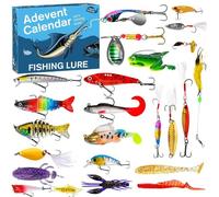 Set 'Avvento per la peesca di 24 giorni - Calendario 'Avvento di Natale 2025 | Esche realistiche per principianti Uomini Padre Pescatore per esterni Compleanno Dock Fiumi d'acqua e